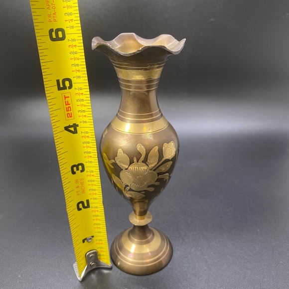 Elephant flower brass vase 6" rainbow made in india #248 - Picture 3 of 5